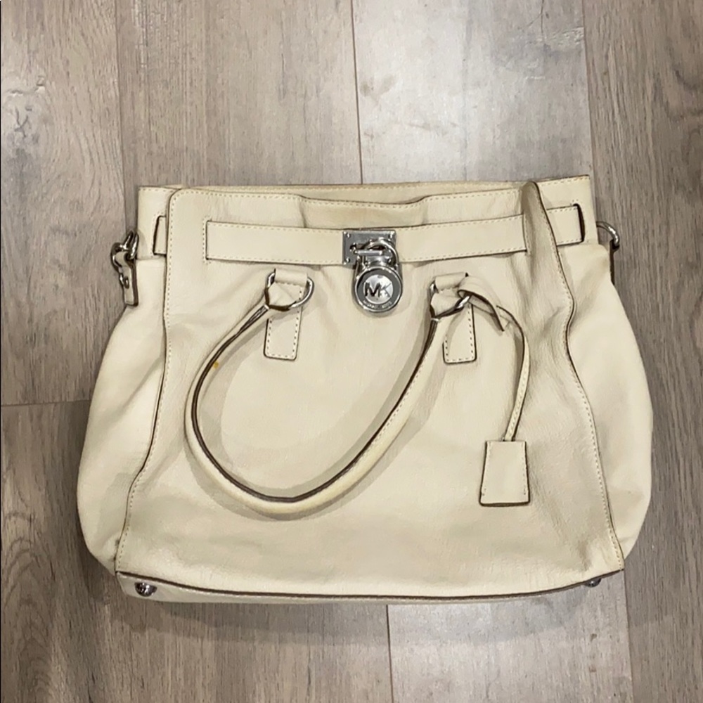 Michael Kors Hamilton Handbag purse - cream
